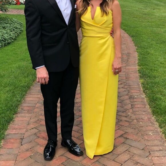 Jay Godfrey Womens Size 00 Darcy Yellow Strapless Column Gown Long‎ Maxi Dress - Picture 4 of 4